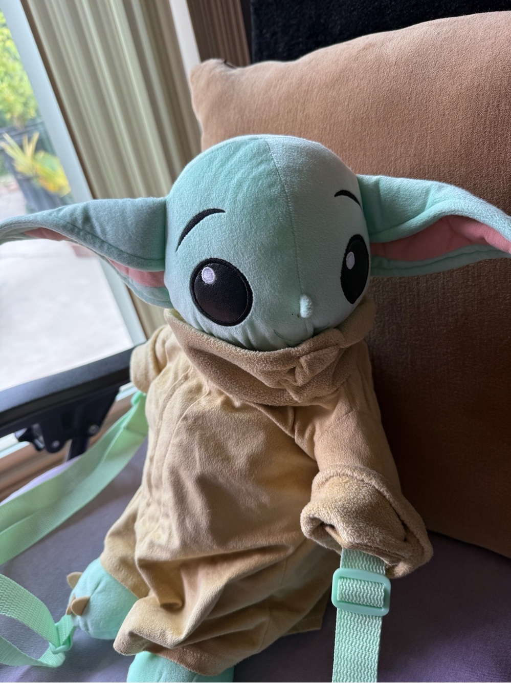 Baby Yoda Kids Backpack in Mint Green and Tan